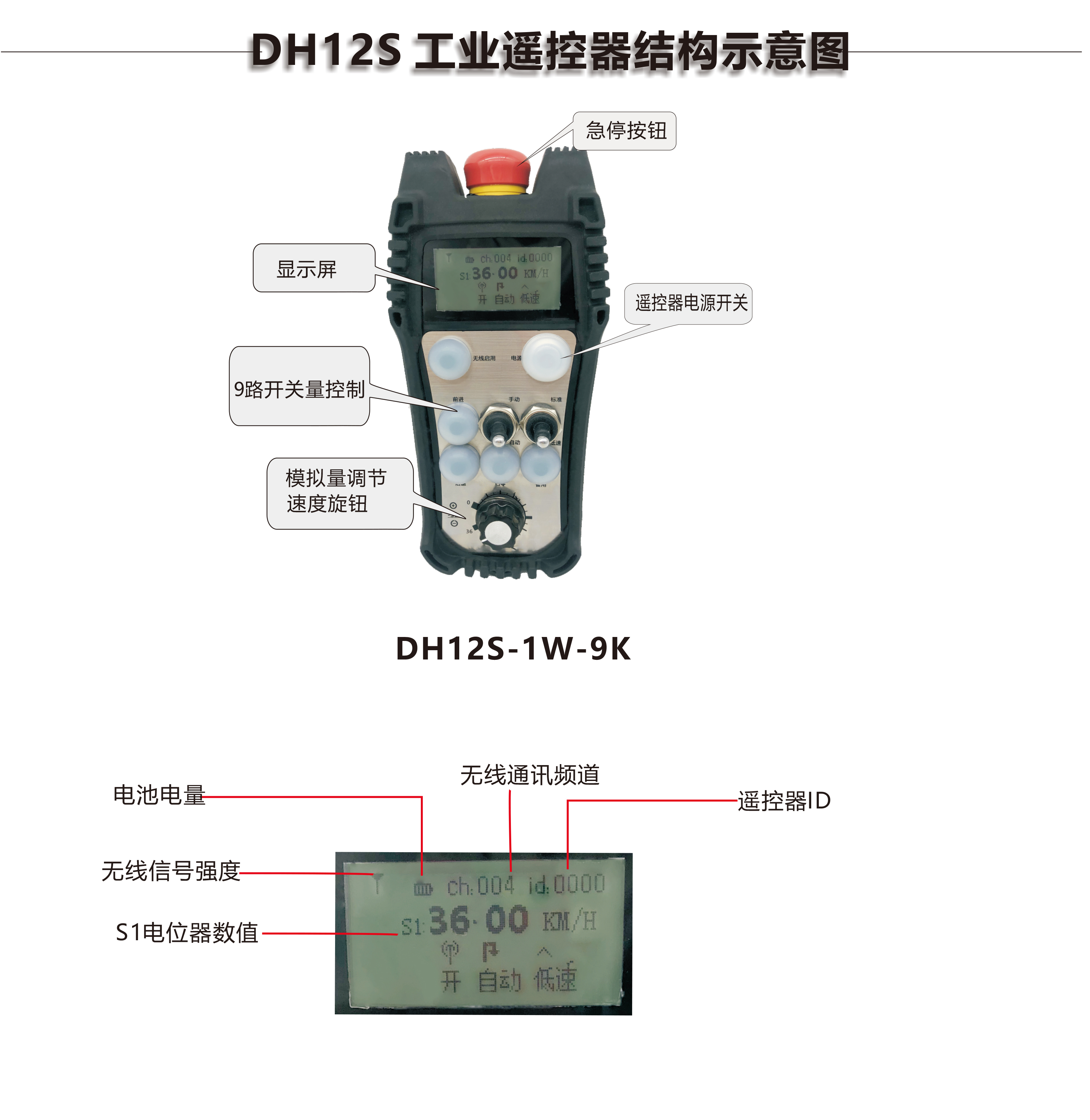行车滚轮架切割机电焊机工业遥控器dh12s-1w-9k